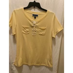 Karen Scott Women Lace-Up Cotton Top Sz 0X B11